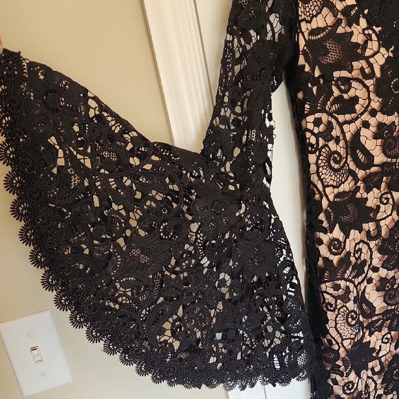 Elegant Black Lace Long Sleeve Dress - Picture 4 of 5